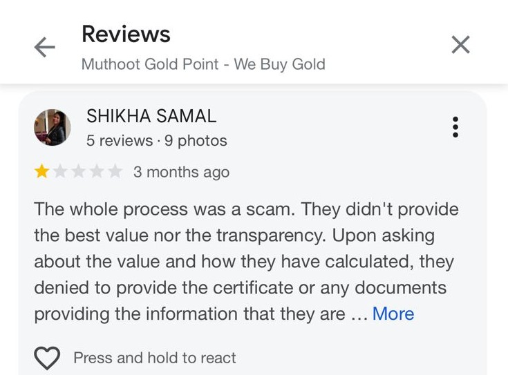 Muthoot Gold Point Review
